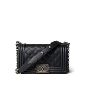 CHANEL Black Boy Bag Small Caviar Quilted Ruthenium Hardware - Image 2