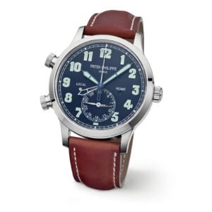 Patek Philippe Complication Calatrava Pilot Travel Time/ White Gold/ Blue Dial/ Brown Leather Strap (Ref# 5524G-001) - Image 2