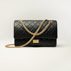 CHANEL - 2.55 Reissue 225 Flap Black Calfskin Quilted Ruthenium Hardware - Image 3