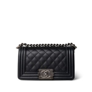 CHANEL Black Boy Bag Small Caviar Quilted Ruthenium Hardware - Image 4