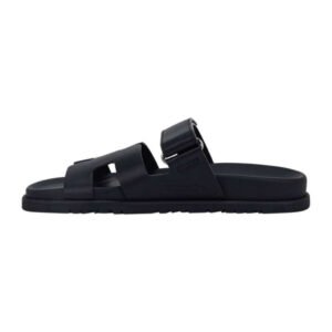 Hermes Chypre Sandal Black Calfskin Velcro full range - Image 4