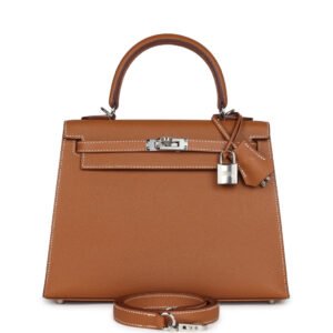 Hermès Kelly Sellier 25 Gold Epsom Palladium Hardware - Image 1