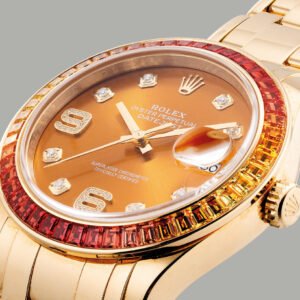 Rolex Pearlmaster Yellow Gold Sapphire Bezel Diamond Mens Watch 86348 Box Card - Image 2
