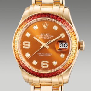 Rolex Pearlmaster Yellow Gold Sapphire Bezel Diamond Mens Watch 86348 Box Card - Image 1
