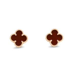 Van Cleef & Arpels Sweet Alhambra Carnelian Earstuds - 18ct Rose Gold - Image 1