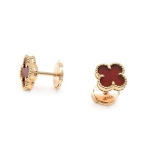 Van Cleef & Arpels Sweet Alhambra Carnelian Earstuds - 18ct Rose Gold - Image 2